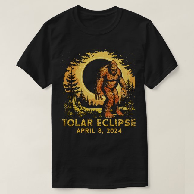 Camiseta Solar Eclipse 8 de abril de 2024 bigfoot (Frente do Design)
