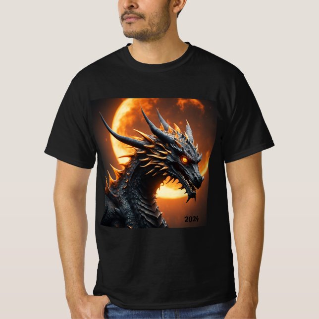 Camiseta Solar Eclipse Dragon 2024 ou Add Name Men (Frente)