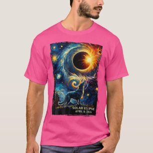 Camiseta Solar Eclipse Wolf Starry Night Wilderness