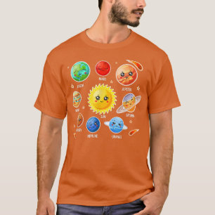 Camiseta Solar System Cute Face Planet Space Science boy gi