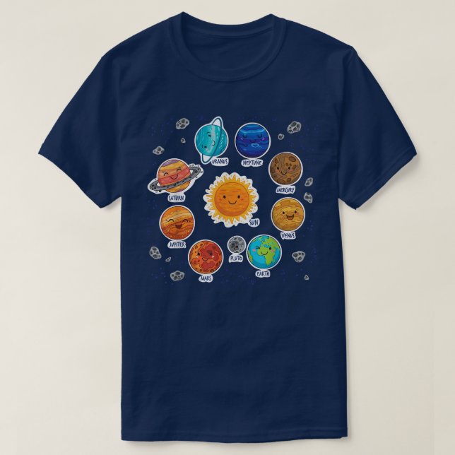 Camiseta Solar System Planet Sun Space Science Astronaut ST (Frente do Design)