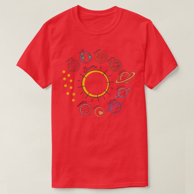 Camiseta Solar System Planets Science Space Boys Girls  (Frente do Design)