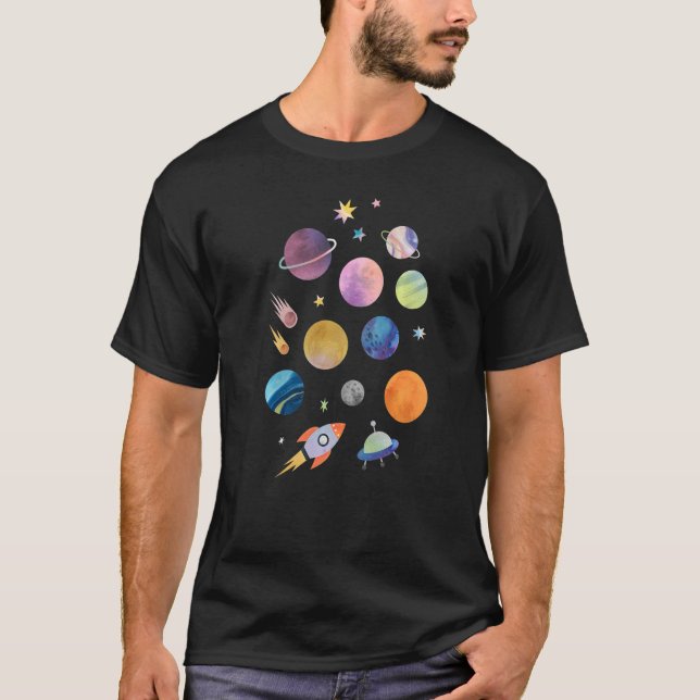 Camiseta Solar System Planets Science Space Boys Girls Kids (Frente)
