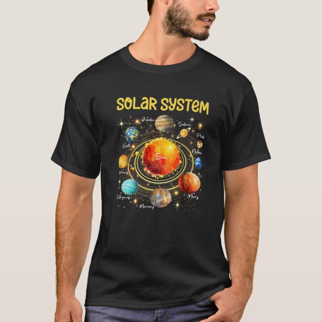 Camiseta Solar System Planets Science Space Boys Girls STEM (Frente)