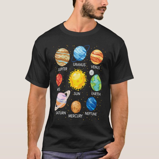 Camiseta Solar System Planets Science Space Galaxy Universe (Frente)