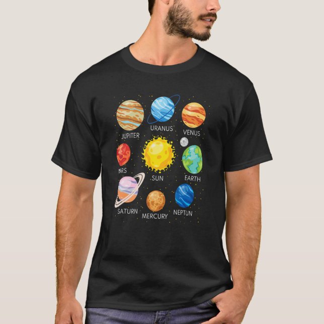 Camiseta Solar System Planets Science Space Galaxy Universe (Frente)