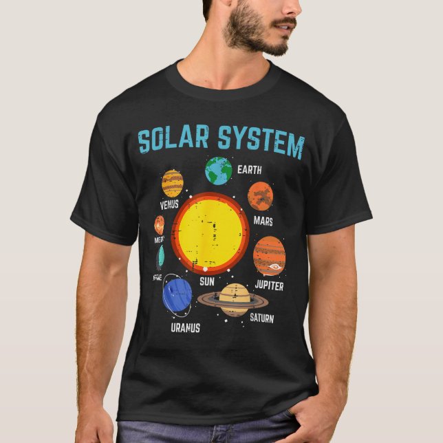 Camiseta Solar System Sun Planets Galaxy Astronomy Men Wome (Frente)