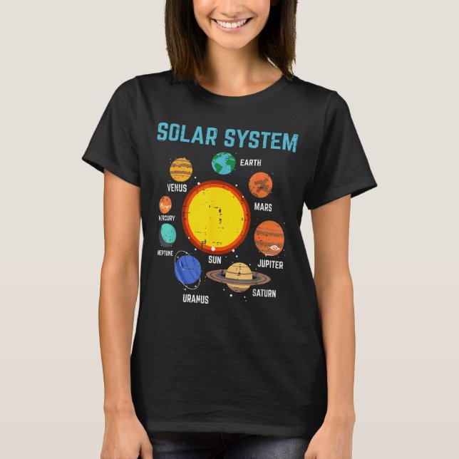 Camiseta Solar System Sun Planets Galaxy Astronomy Men Wome (Frente)