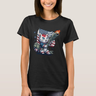 Camiseta Soldado Americano Cat Gats Rocket Launcher EUA Ban