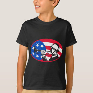 Camiseta Soldado americano com cornetim e bandeira dos