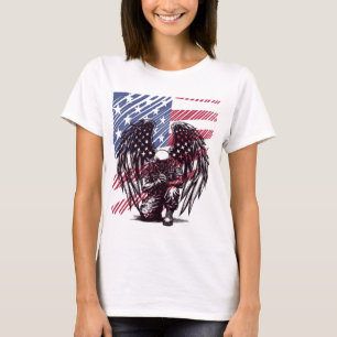 Camiseta Soldado Americano Rezando Arte da Bandeira dos EUA