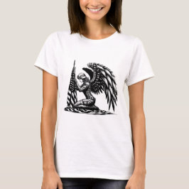 Camiseta soldado angel mulher USA Flag Patriotic Art