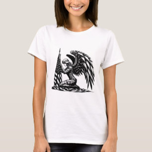 Camiseta soldado angel mulher USA Flag Patriotic Art