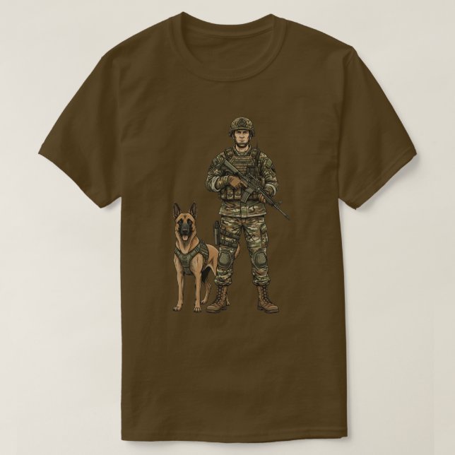 Camiseta Soldado com Cão Militar (Frente do Design)