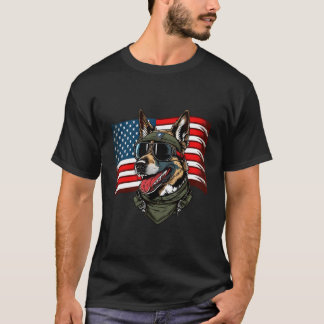 Camiseta Soldado De Cão german shepherd Americano 4 De Julh