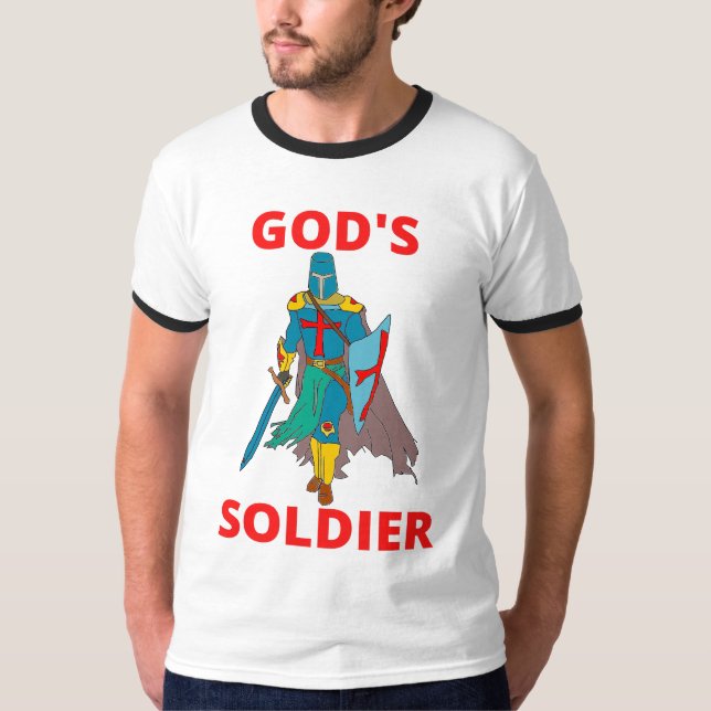 Camiseta Soldado de Deus em Armas Ringer (Frente)