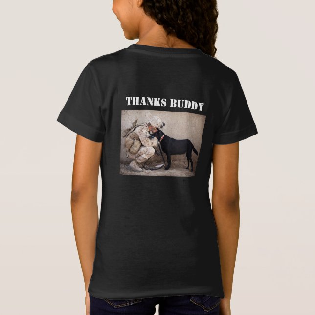 Camiseta Soldado em Fatigues com seu Cão Militar (Verso)