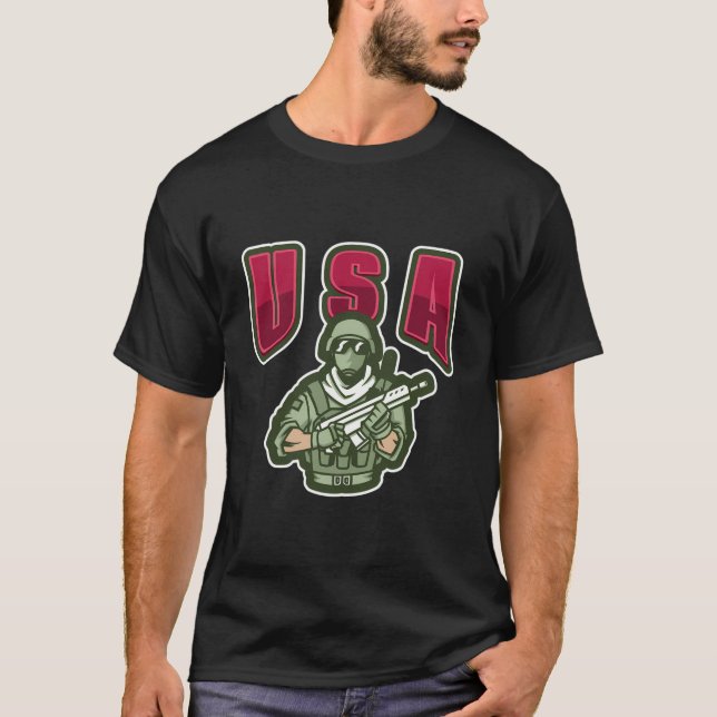 Camiseta Soldado Invencível Estilado U S A (Frente)