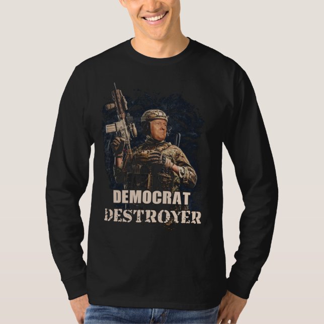 Camiseta Soldado Militar Trump Democrata Destroyer EUA (Frente)