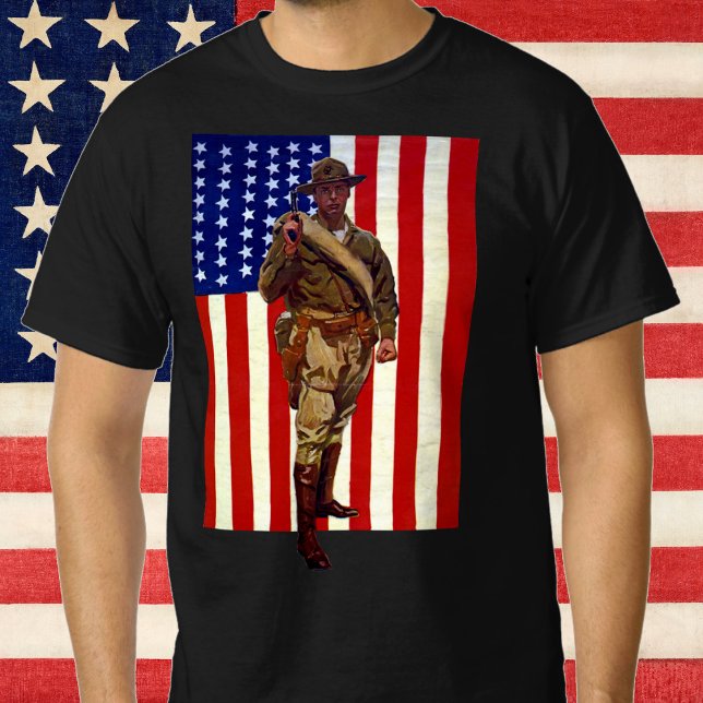 Camiseta Soldado Patriótico Vintage com Bandeira Americana (Criador carregado)