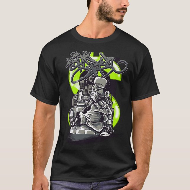 Camiseta Soldado Pixel Neon Verde Design de Ação (Frente)