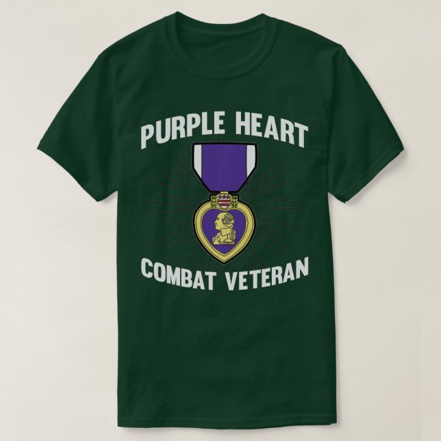 Camiseta Soldado Veterano de Combate Cardíaco Roxo  (Frente do Design)