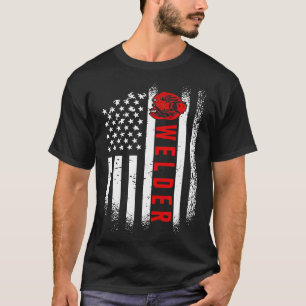Camiseta Soldador Americano Bandeira Patriótica Soldadura S