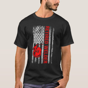 Camiseta Soldador Aposentado Soldadura Norte-Americana Flag