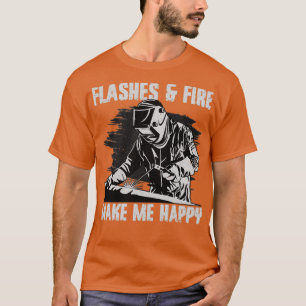 Camiseta Soldador Engraçado Soldadura Flashes e Incêndio Me