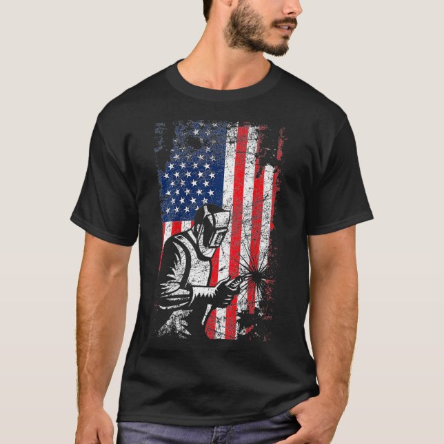 Camiseta Soldadura de Dia de os pais americano para soldadu (Frente)