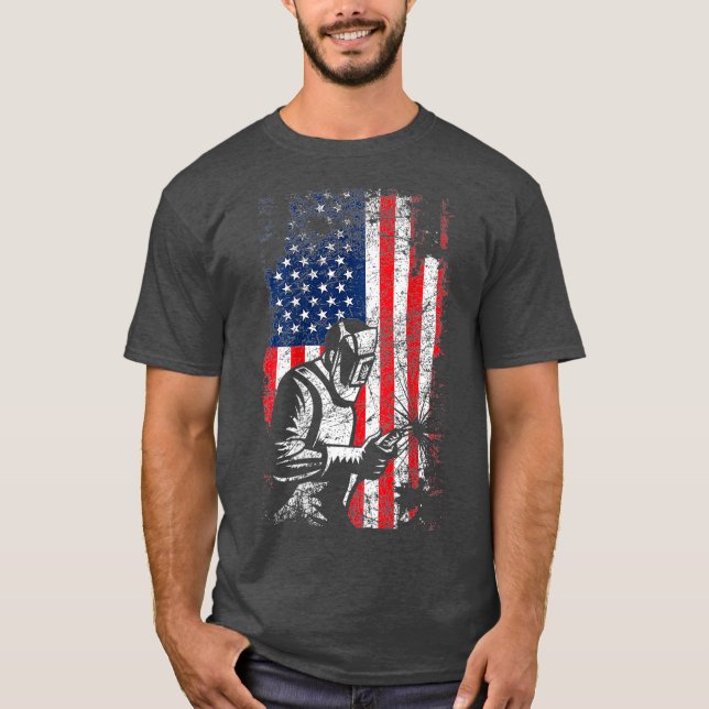 Camiseta Soldadura de Dia de os pais de bandeira americana (Frente)
