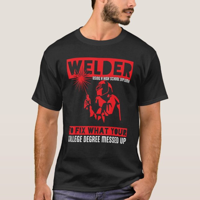 Camiseta Soldadura MIG TIG Distinta Para Homens Soldadura D (Frente)