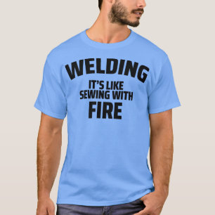Camiseta soldadura soldadura como costura com fogo