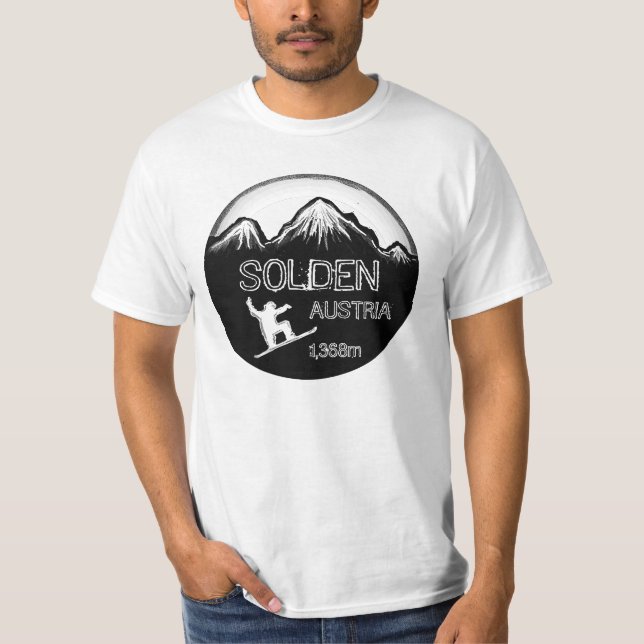 Camiseta Solden Austria Black Snowboard art value tee (Frente)