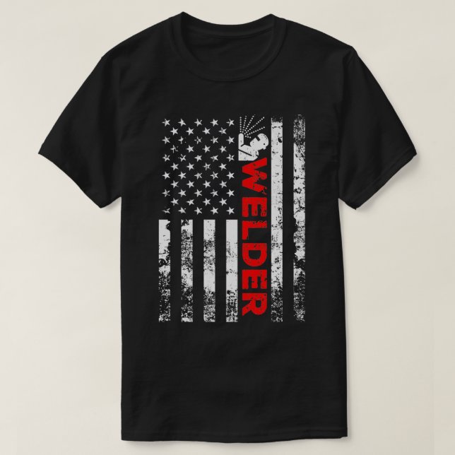 Camiseta Solder Vintage EUA - American Flag Welder (Frente do Design)