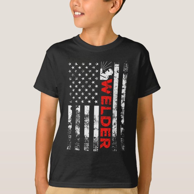 Camiseta Solder Vintage EUA - American Flag Welder (Frente)