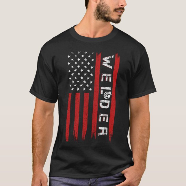 Camiseta Solder Vintage EUA Flag Welder (Frente)