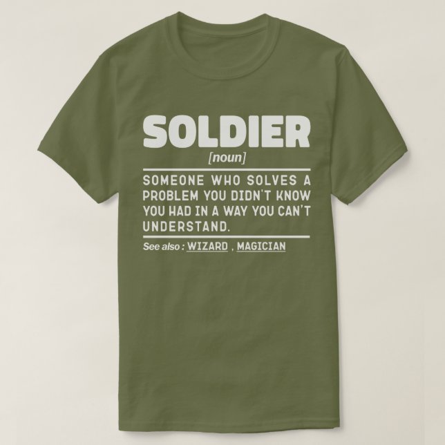 Camiseta Soldier Noun Definition, Pai Veterano aposentado L (Frente do Design)