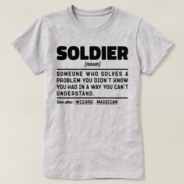 Camiseta Soldier Noun Definition, Pai Veterano aposentado L (Frente do Design)