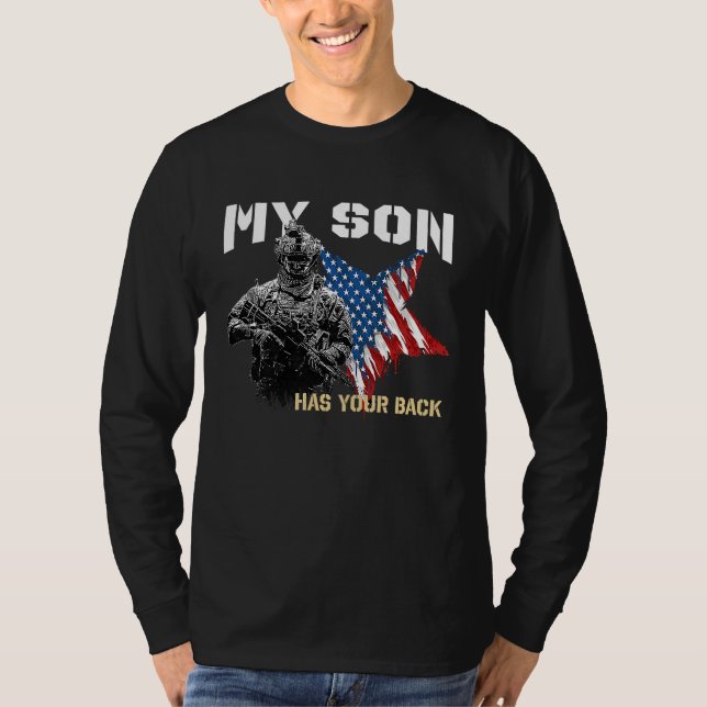 Camiseta Soldier Veteran My Son Has Your Back (Frente)