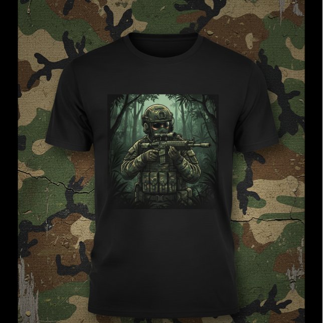 Camiseta Soldier with equipment in the Jungle (Criador carregado)