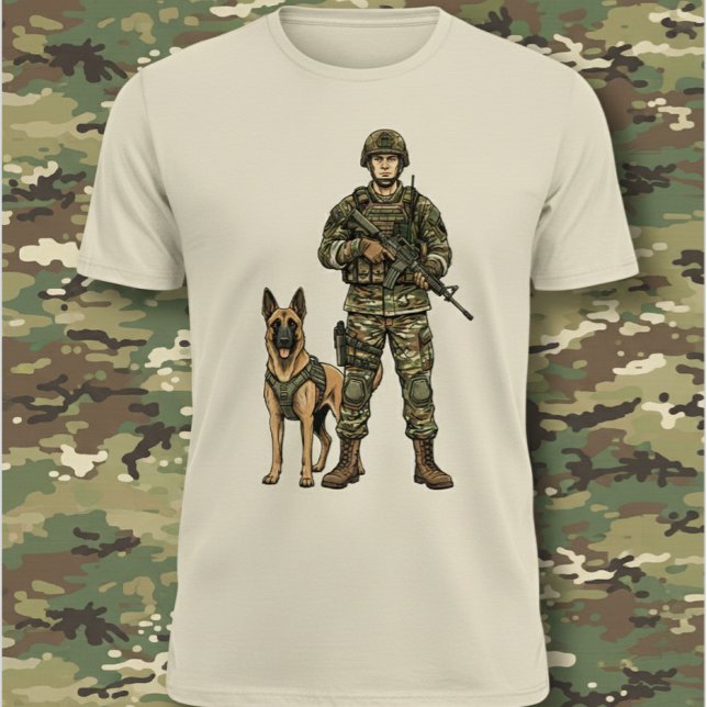 Camiseta Soldier with Military Dog (Criador carregado)