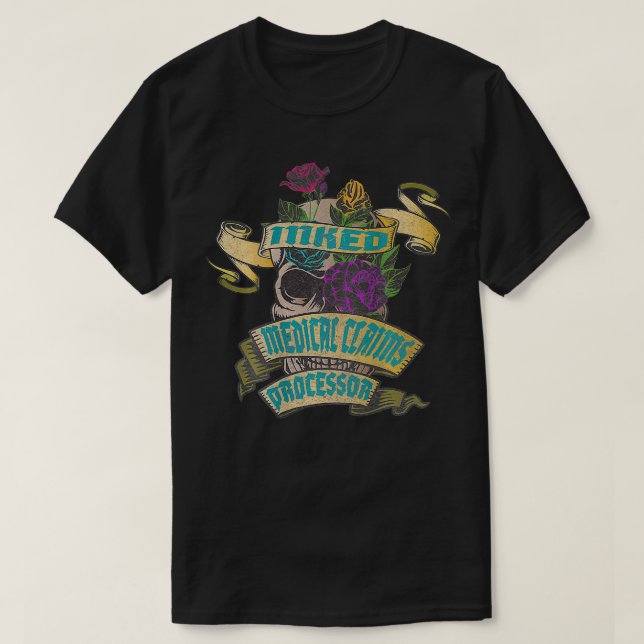 Camiseta Solicitações médicas Processador Tatuagem Crânio I (Frente do Design)