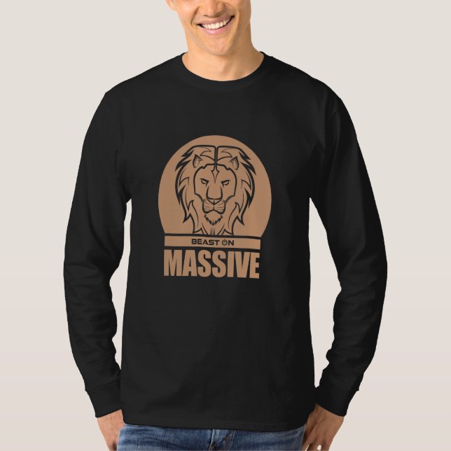 Camiseta Solid Lion Head Beast Beige Gym Fitness Training W (Frente)