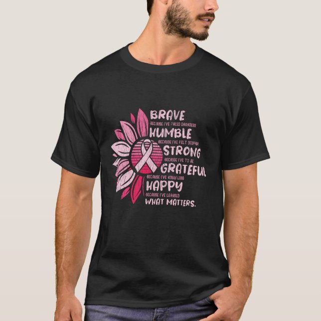 Camiseta Sólida e Grata Consciência do Cancer da Mama (Frente)