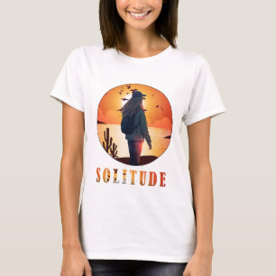 Camiseta Solidão, moça fica com o apoio do pôr do sol