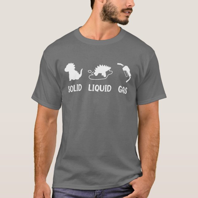 Camiseta Sólido Líquido Gás Dinossauros Combustível Evoluçã (Frente)