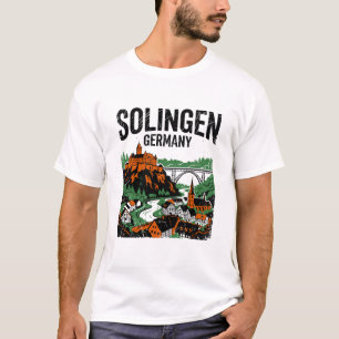 Camiseta Solingen Alemanha Castelo com vista para o rio Wup