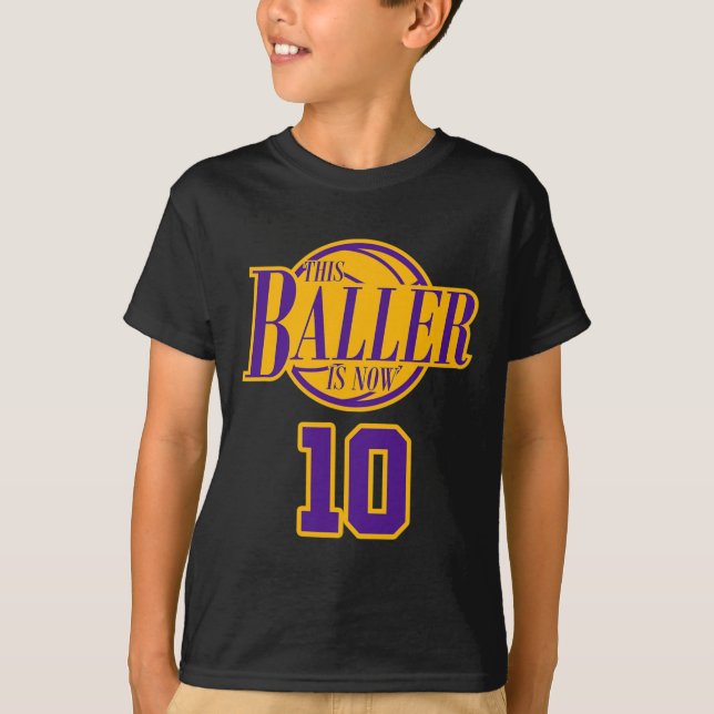 Camiseta Solo De Basquete De Aniversário De 10 Anos, E (Frente)
