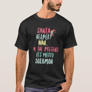 Camiseta Solomon Christmas Engraçado Texto Papai noel Helpe